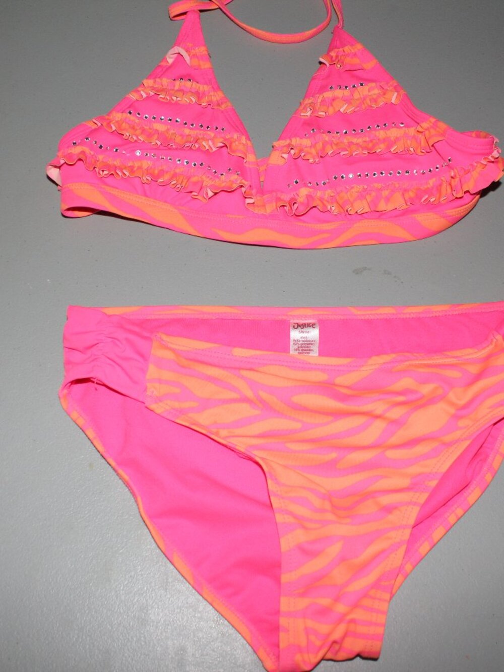 Pink & orange 2 Pcs Justice Bikini Swimsuit Size 16